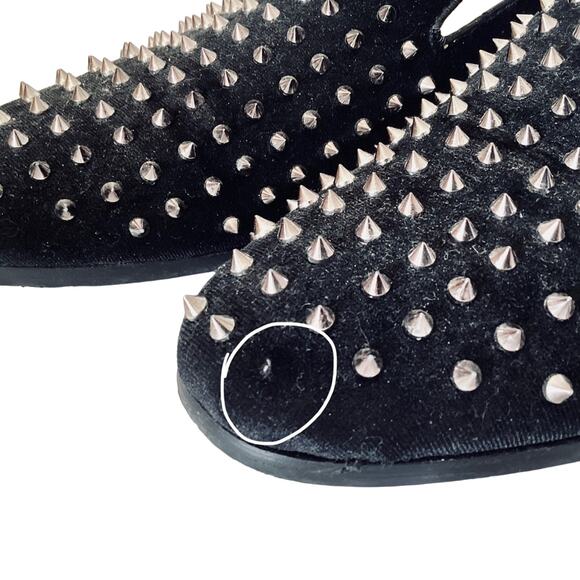 Moretti Black Silver Spike Studded Loafers - Picture 3 of 10